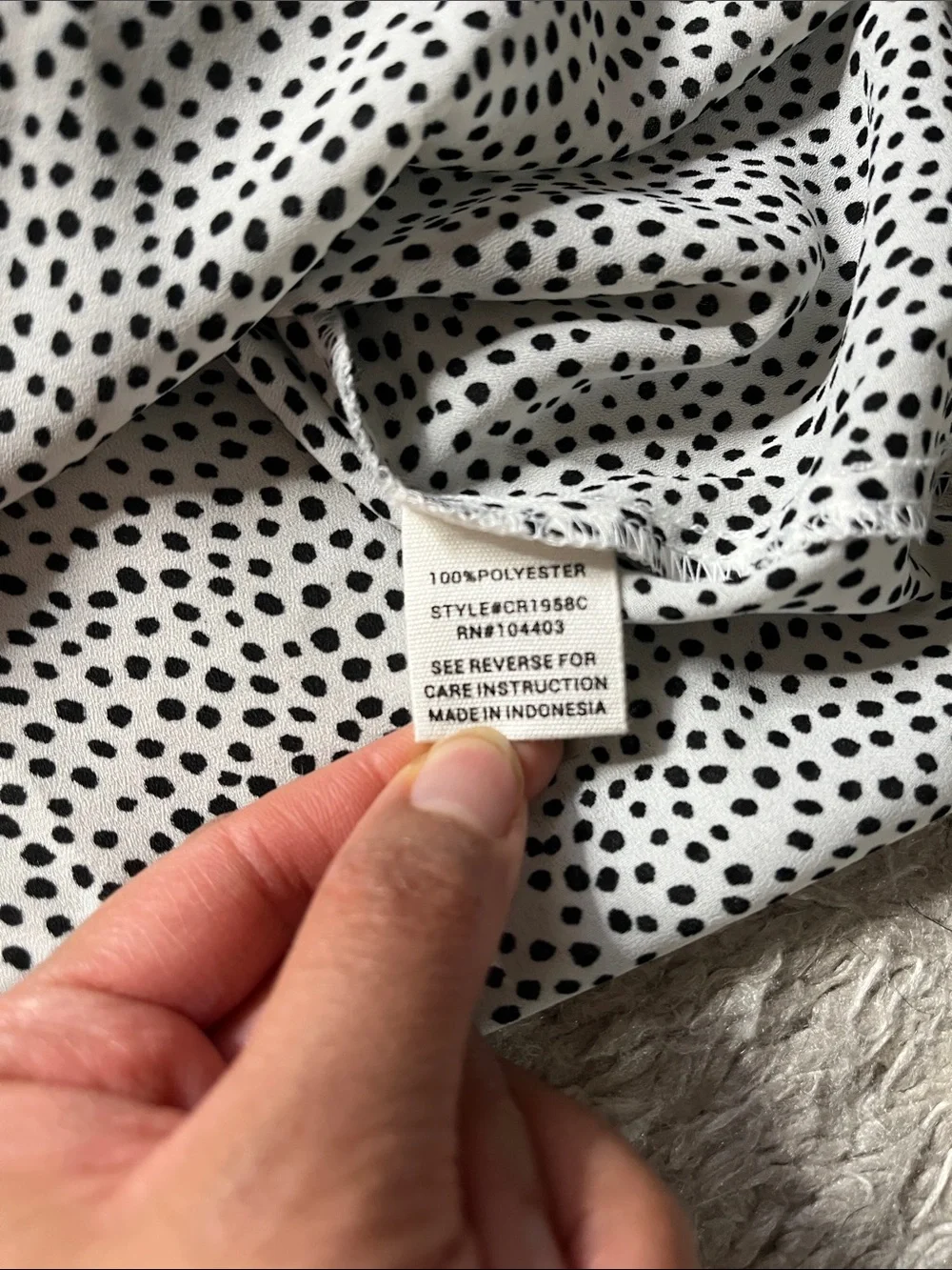 MINE size Medium White Camisole with Black Polka Dots